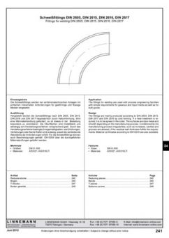 Schweißfittings DIN 2605, DIN 2615, DIN 2616, DIN 2617