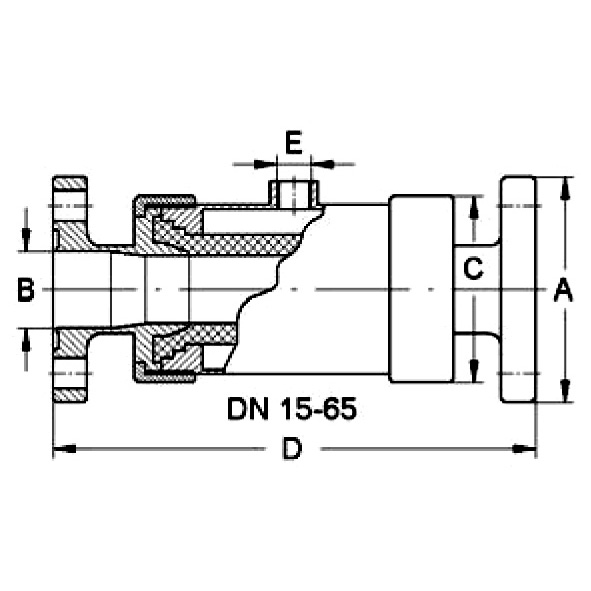 Quetschventil mit Hygiene Bundflansch DIN-ISO, 15-65