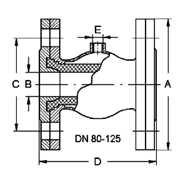 Quetschventil mit Flansch DIN 2632, ND10, 80-125